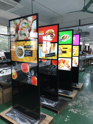 VETO 43-86 인치 바닥 스탠드 시네지 디스플레이 와이파이 디지털 사이니지 LCD 광고 플레이어 실내 디지털 토템