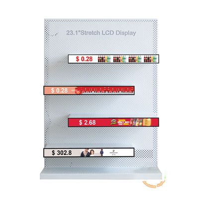 품질 선반 가장자리 광고용 10포인트 터치 및 500cd/m2 밝기를 갖춘 23.1인치 스트레치 바 LCD 디스플레이 공장